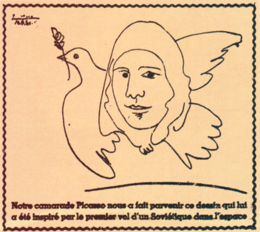 1961 16 avril L-Humanite  Dessin de Picasso Youri Gagarine.jpg